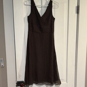 Elegant Brown Polka Dot Dress